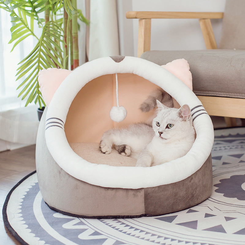 Enclosed Velvet Cat Litter Box