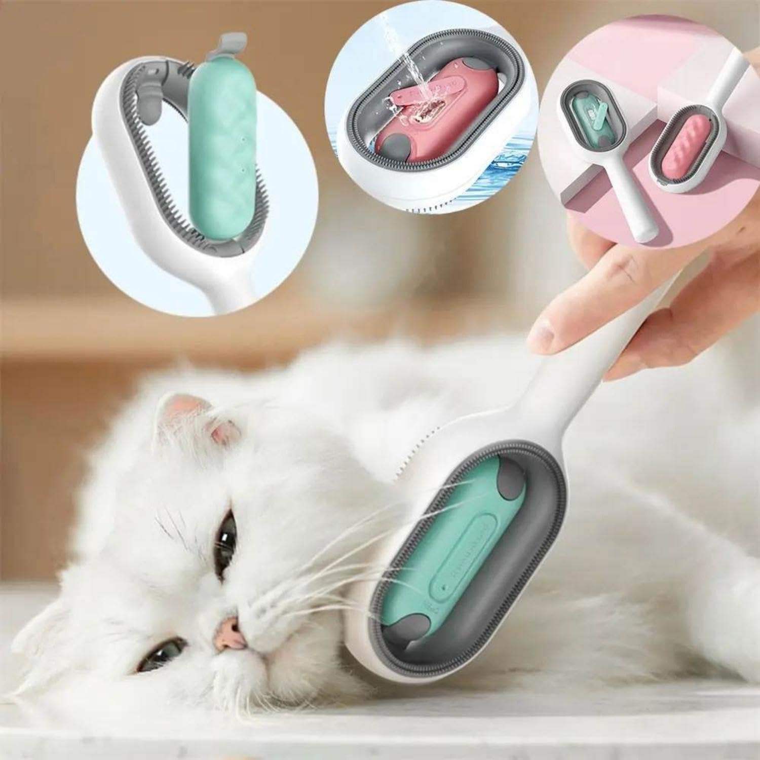 4-in-1 Cat and Dog Grooming Brush with Water Tank