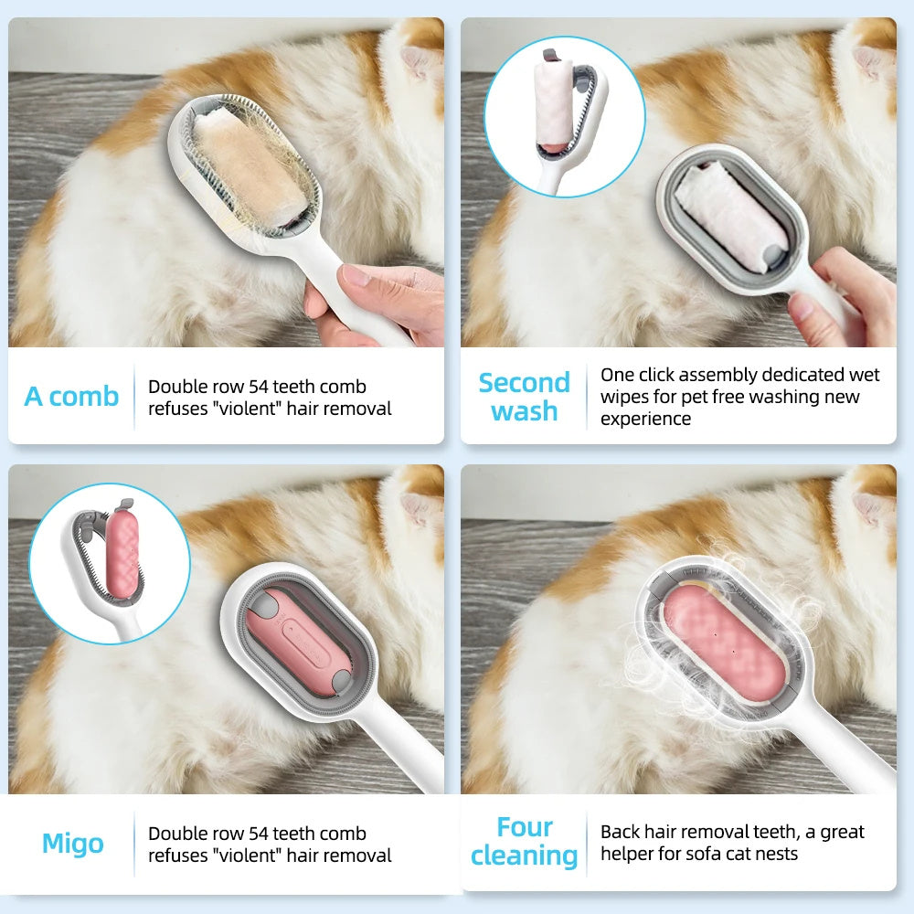 4-in-1 Cat and Dog Grooming Brush with Water Tank