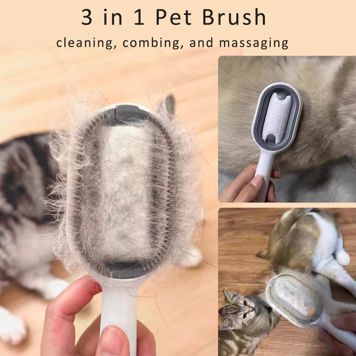 4-in-1 Cat and Dog Grooming Brush with Water Tank