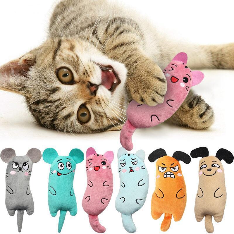Plush Cat Toy with Embroidered Design