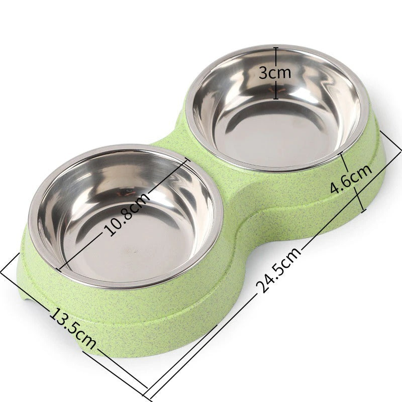 Double Stainless Steel Pet Food and Water Bowl