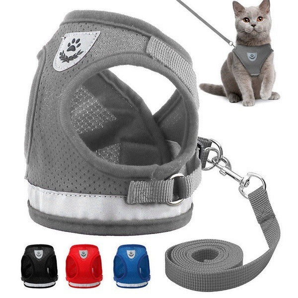 Breathable Mesh Pet Harness with Leash