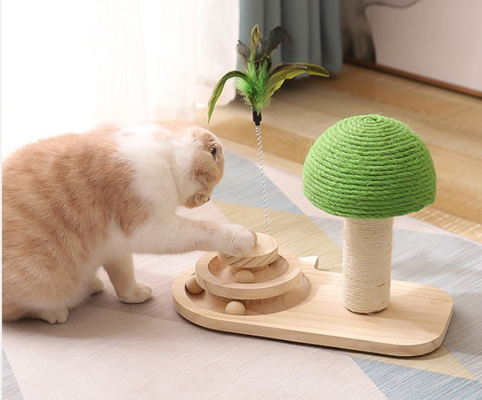 Double Sisal Cat Scratching Post with Toys