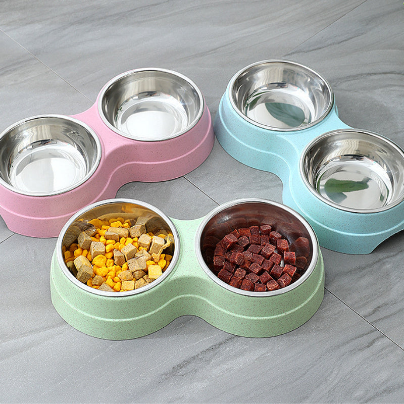 Double Stainless Steel Pet Food and Water Bowl