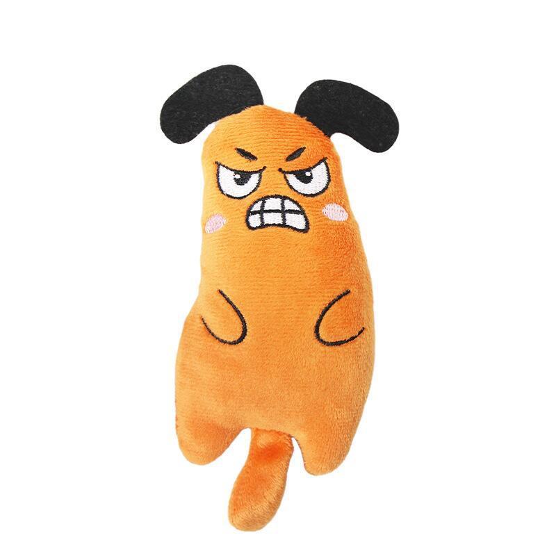 Plush Cat Toy with Embroidered Design