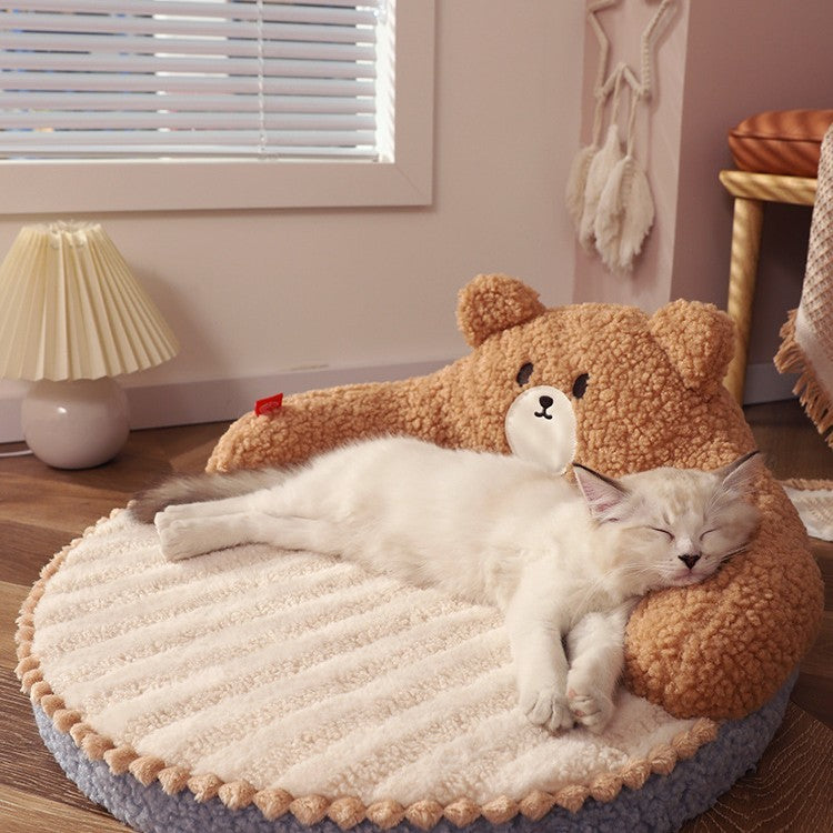 Winter Cat and Small Dog Sleeping Nest
