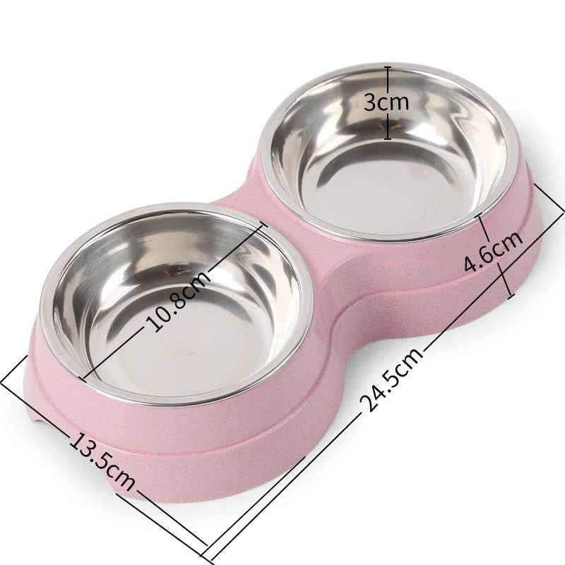 Double Stainless Steel Pet Food and Water Bowl