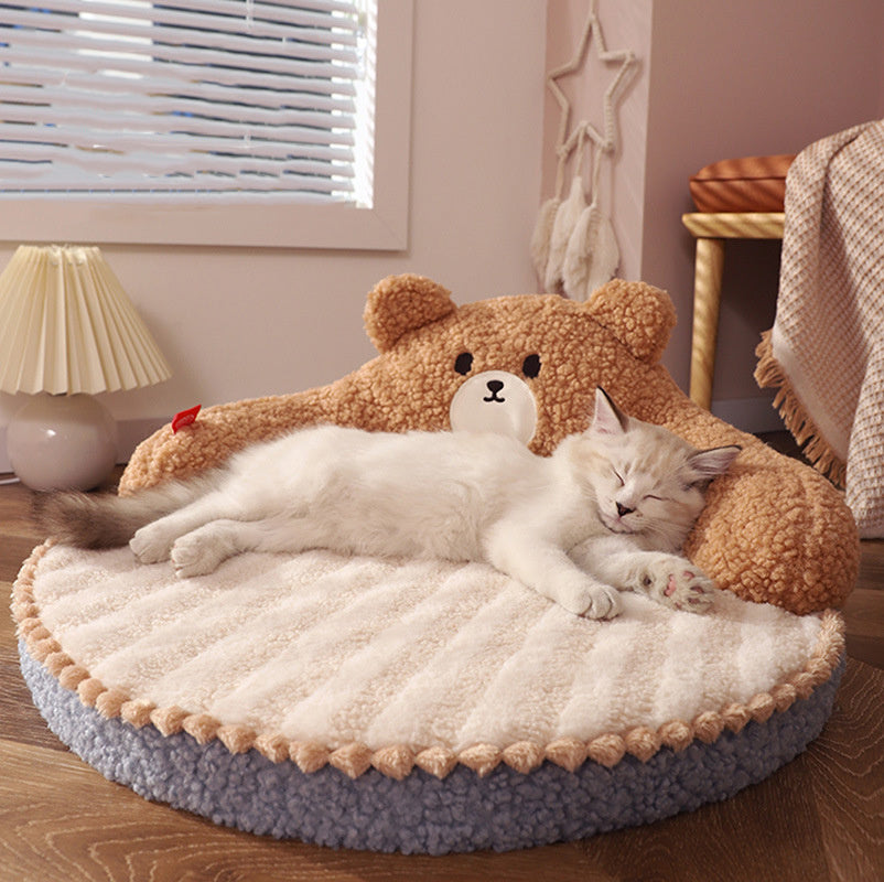 Winter Cat and Small Dog Sleeping Nest