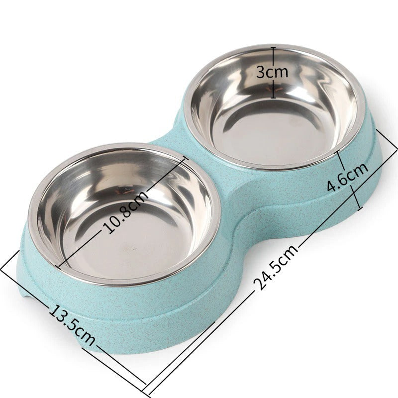 Double Stainless Steel Pet Food and Water Bowl