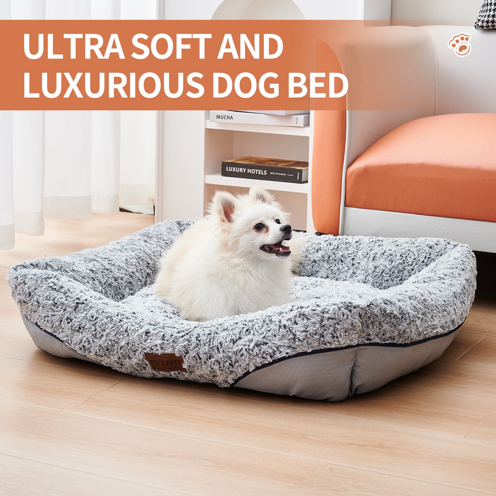 Swirl Rose Velvet Pet Bed with Removable Cushion